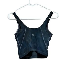 Lululemon Ebb to Street Bodysuit Top Size 2 Diamond Dye Black Crop Tank Workout